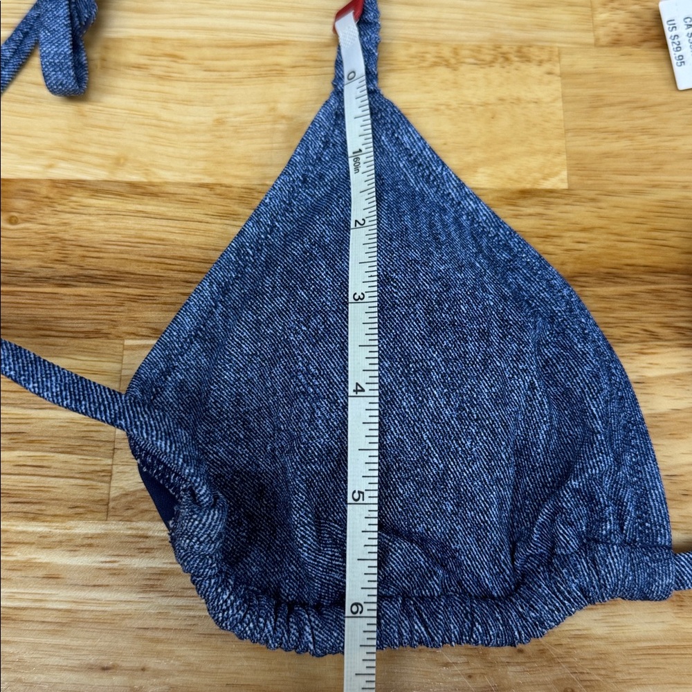 PINK Victoria’s Secret Denim Blue Triangle Swim Top - Picture 7 of 9